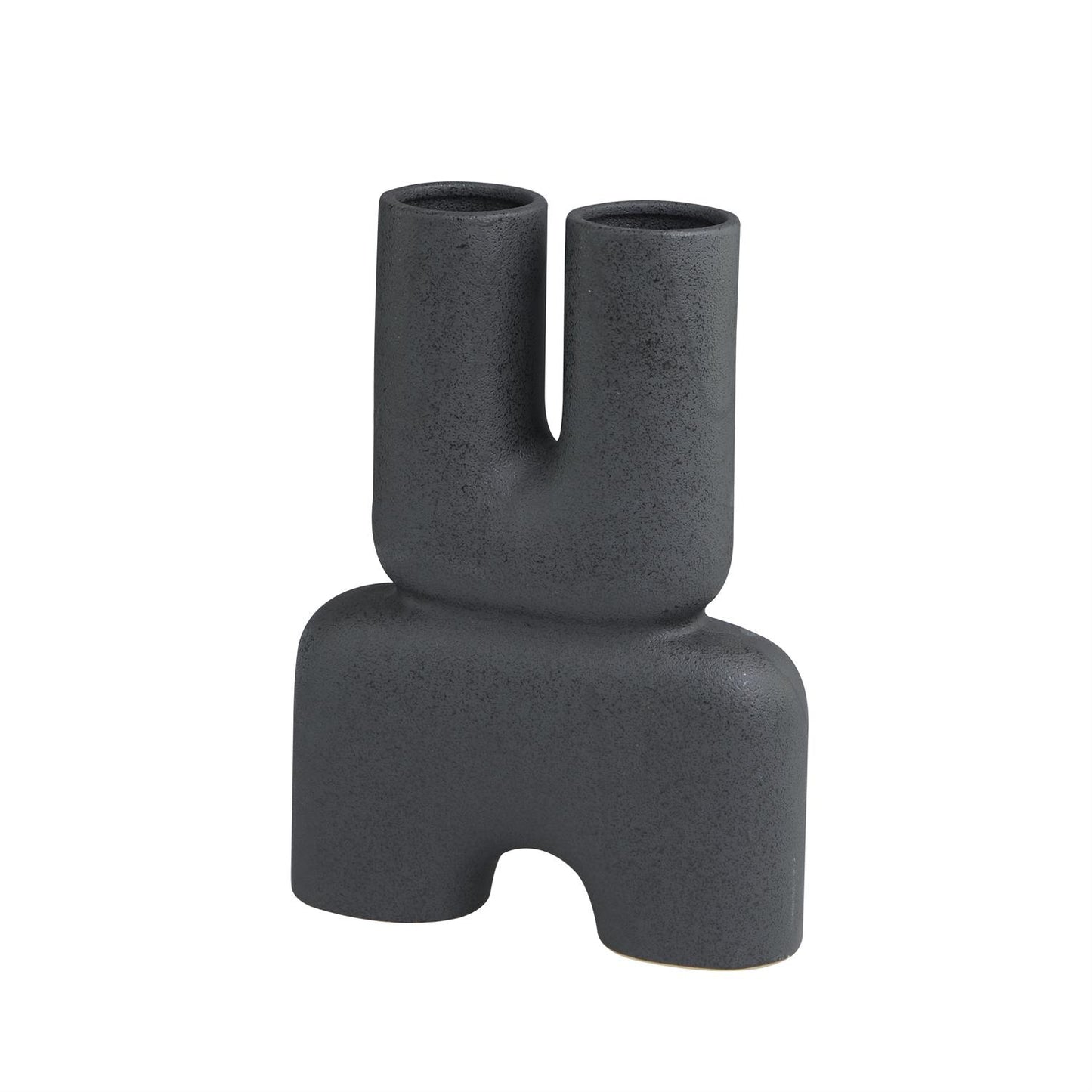 BLACK CERAMIC ABSTRACT U-SHAPED VASE