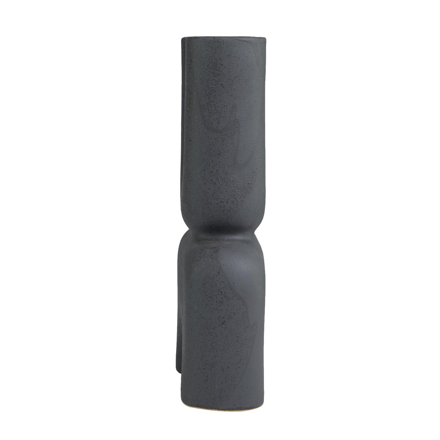 BLACK CERAMIC ABSTRACT U-SHAPED VASE