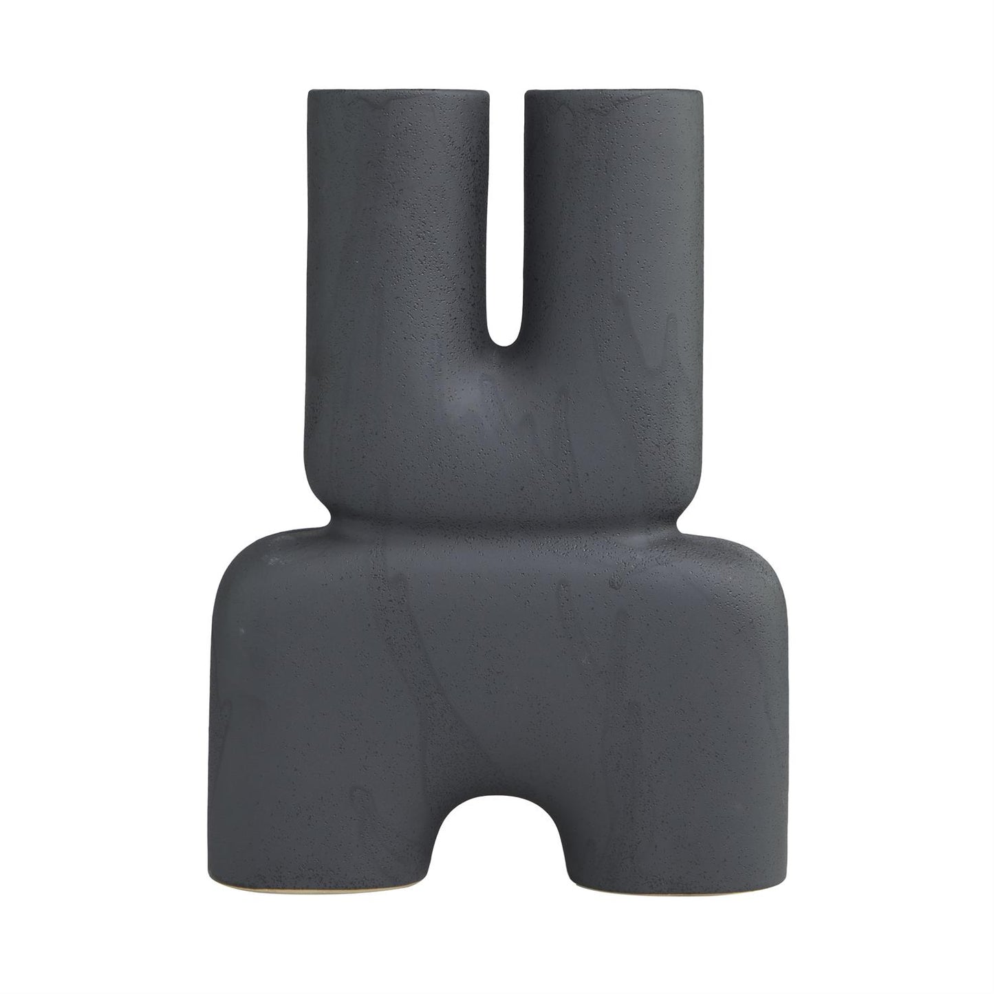 BLACK CERAMIC ABSTRACT U-SHAPED VASE