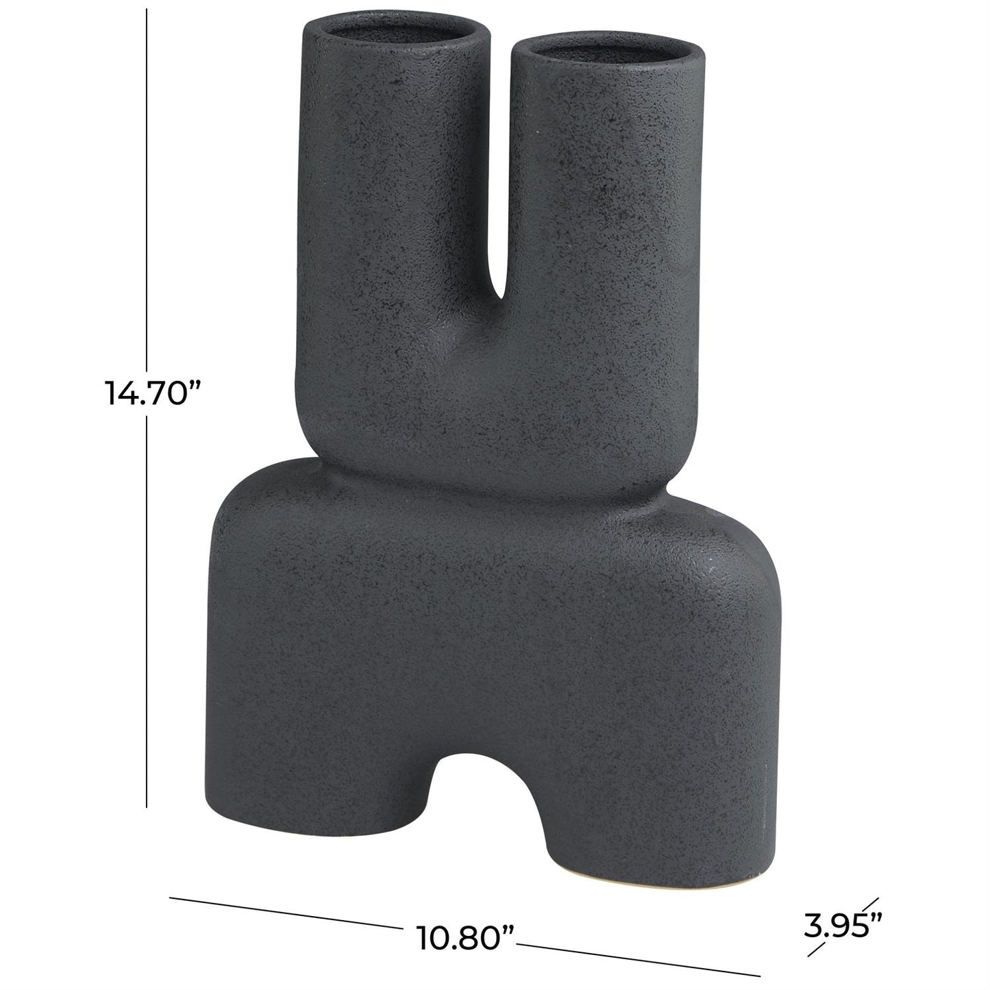 BLACK CERAMIC ABSTRACT U-SHAPED VASE