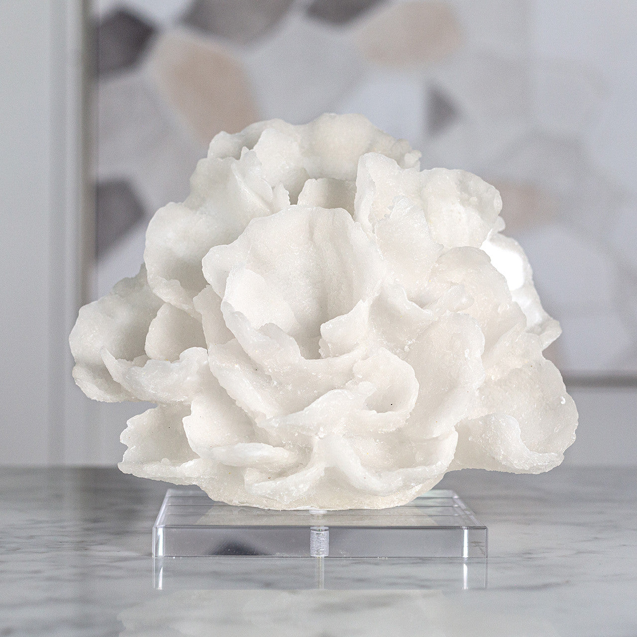 Tulum Coral White Quartz Sand Sculpture, 10"h