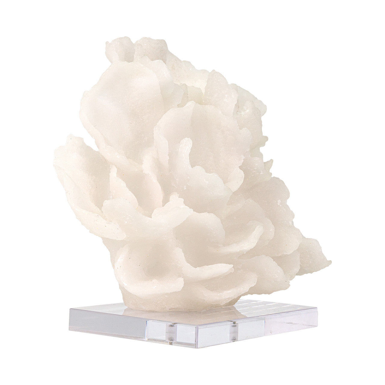 Tulum Coral White Quartz Sand Sculpture, 10"h