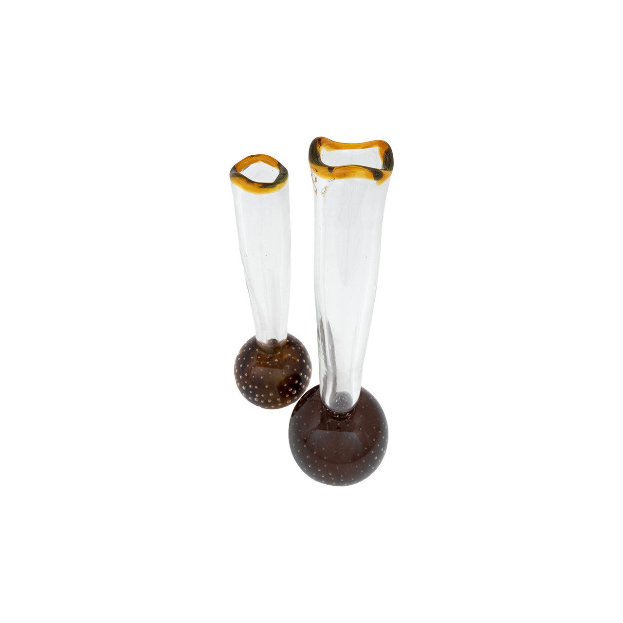 Jamsin Brown and Clear Art Glass Bud Vase