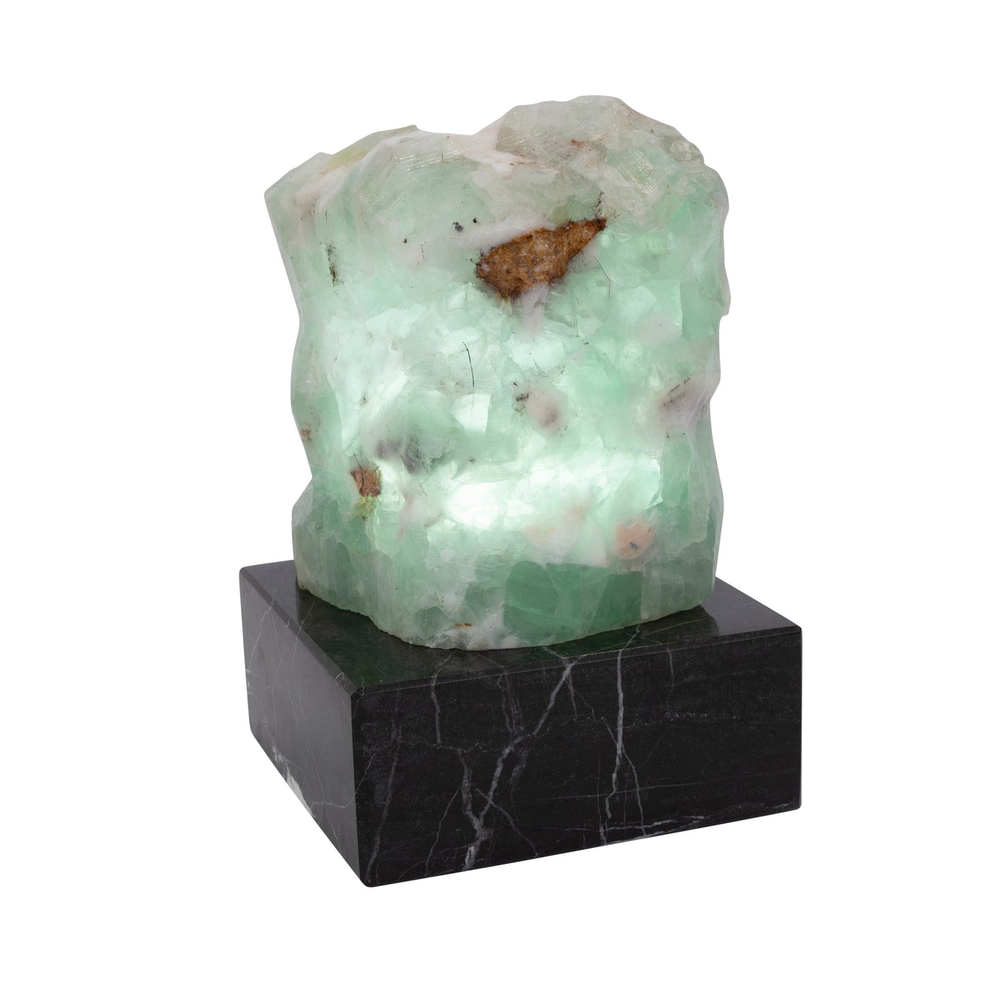 Fluorite Rock Lamp on marble pedestal