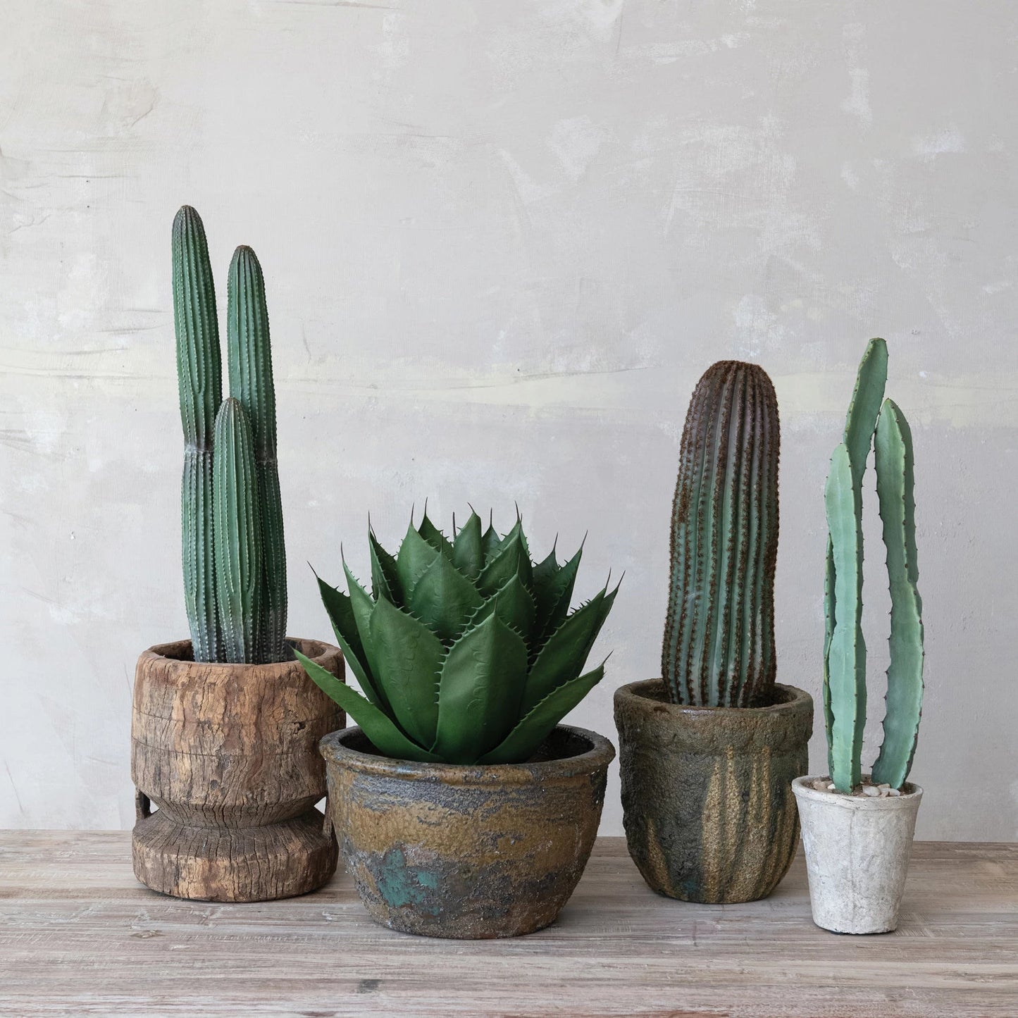 Faux Pachycereus Cactus in Plastic Pot