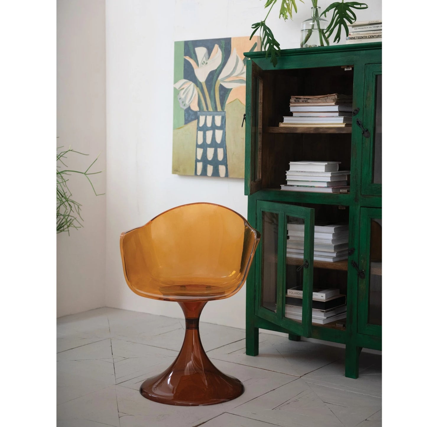 Transparent Plastic Tulip Chair, Amber Color