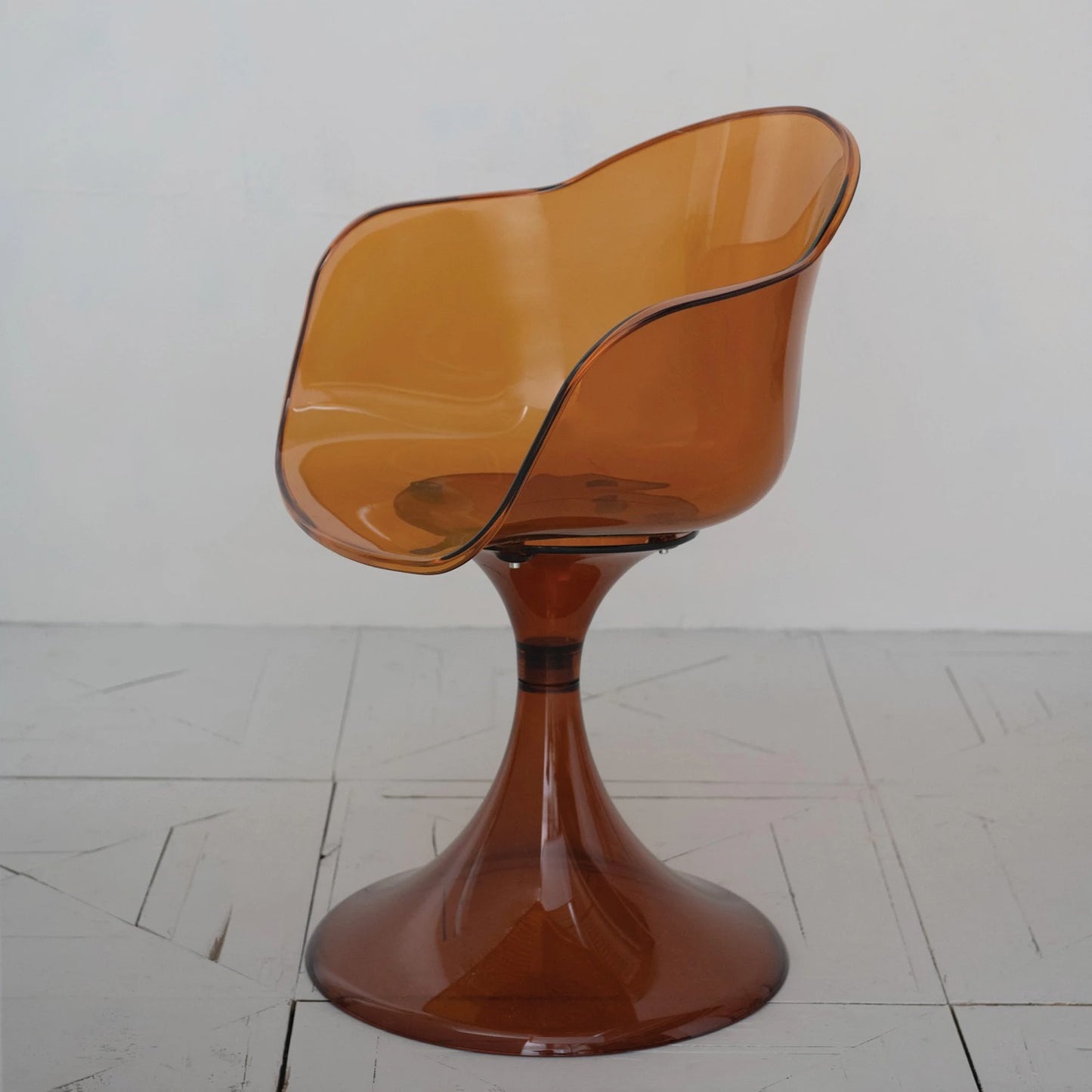 Transparent Plastic Tulip Chair, Amber Color