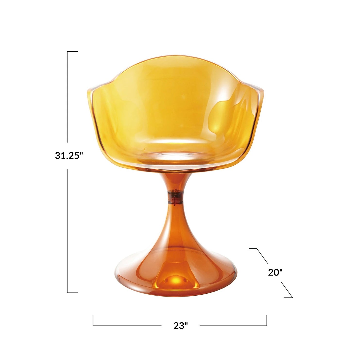 Transparent Plastic Tulip Chair, Amber Color