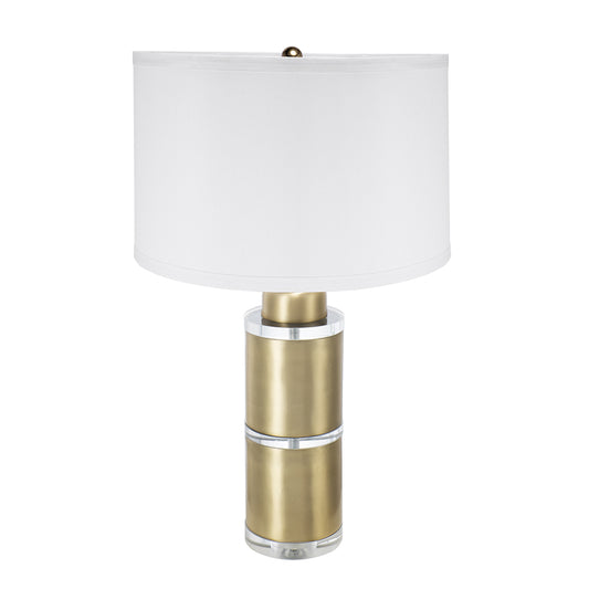 Gold and White Cylinder Table Lamp