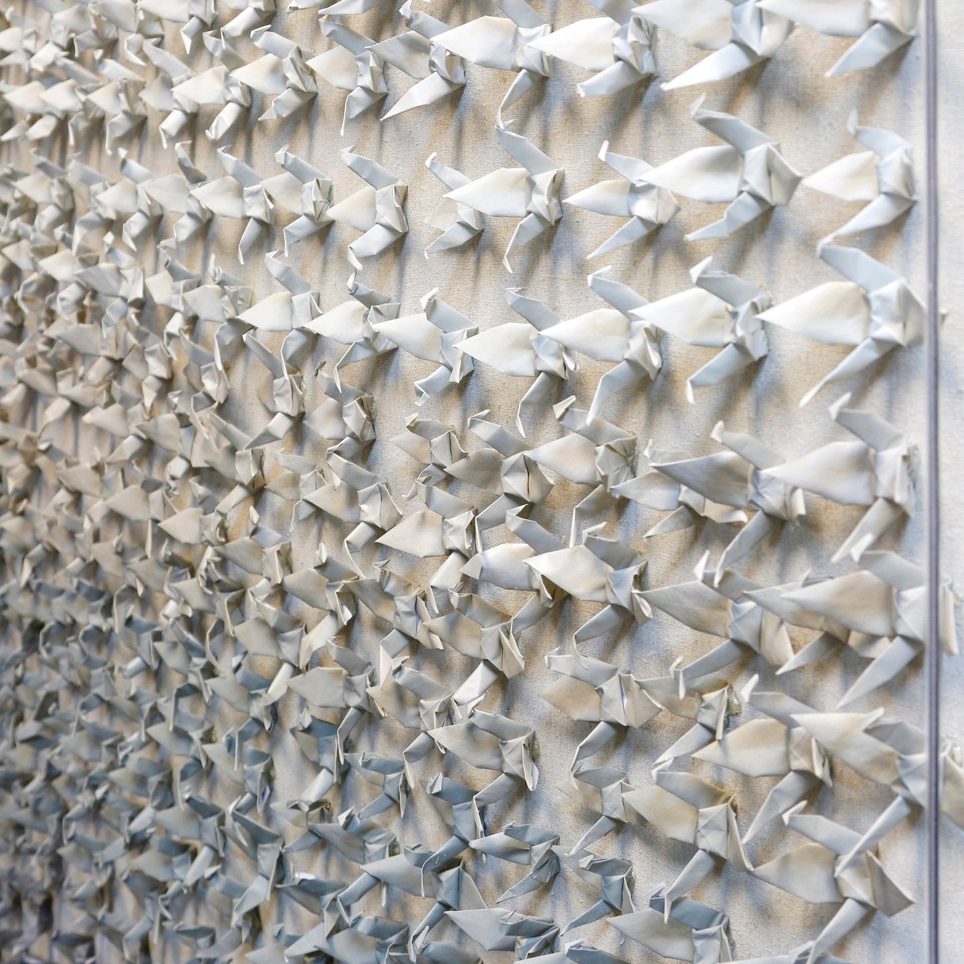 Ombre Gray Origami Paper Cranes | 3.5 inch Acrylic Box