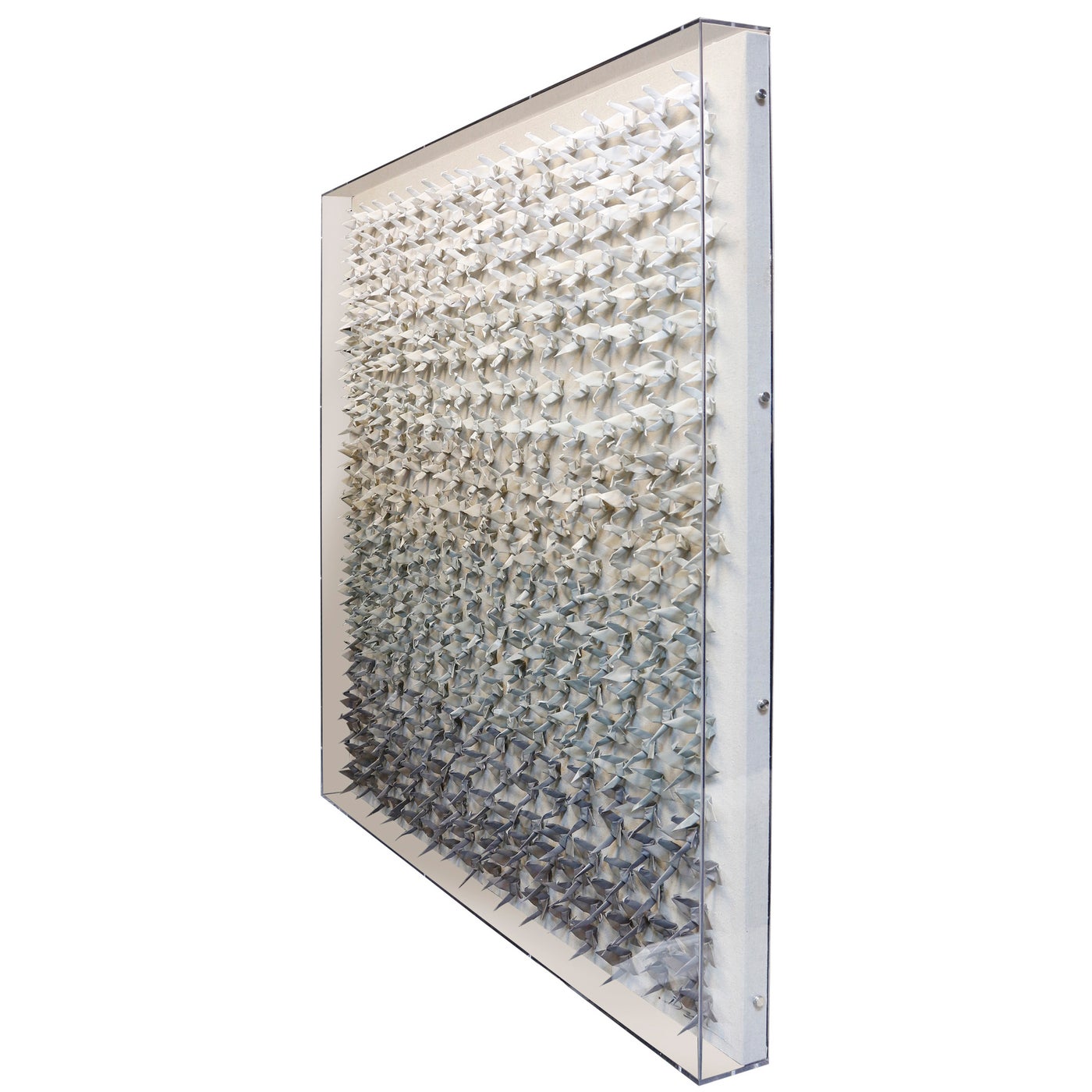Ombre Gray Origami Paper Cranes | 3.5 inch Acrylic Box