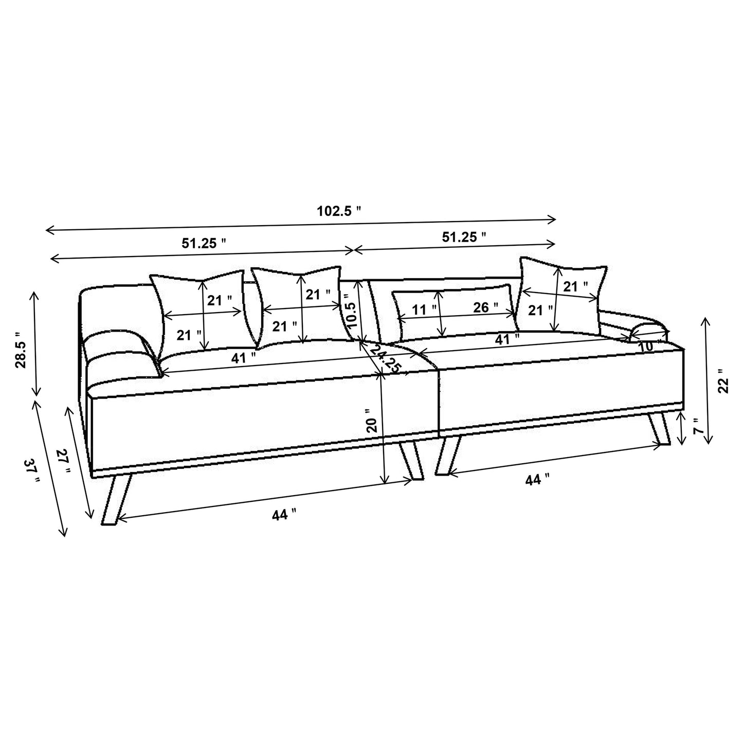 SOFA XL, WINE, 102.50"