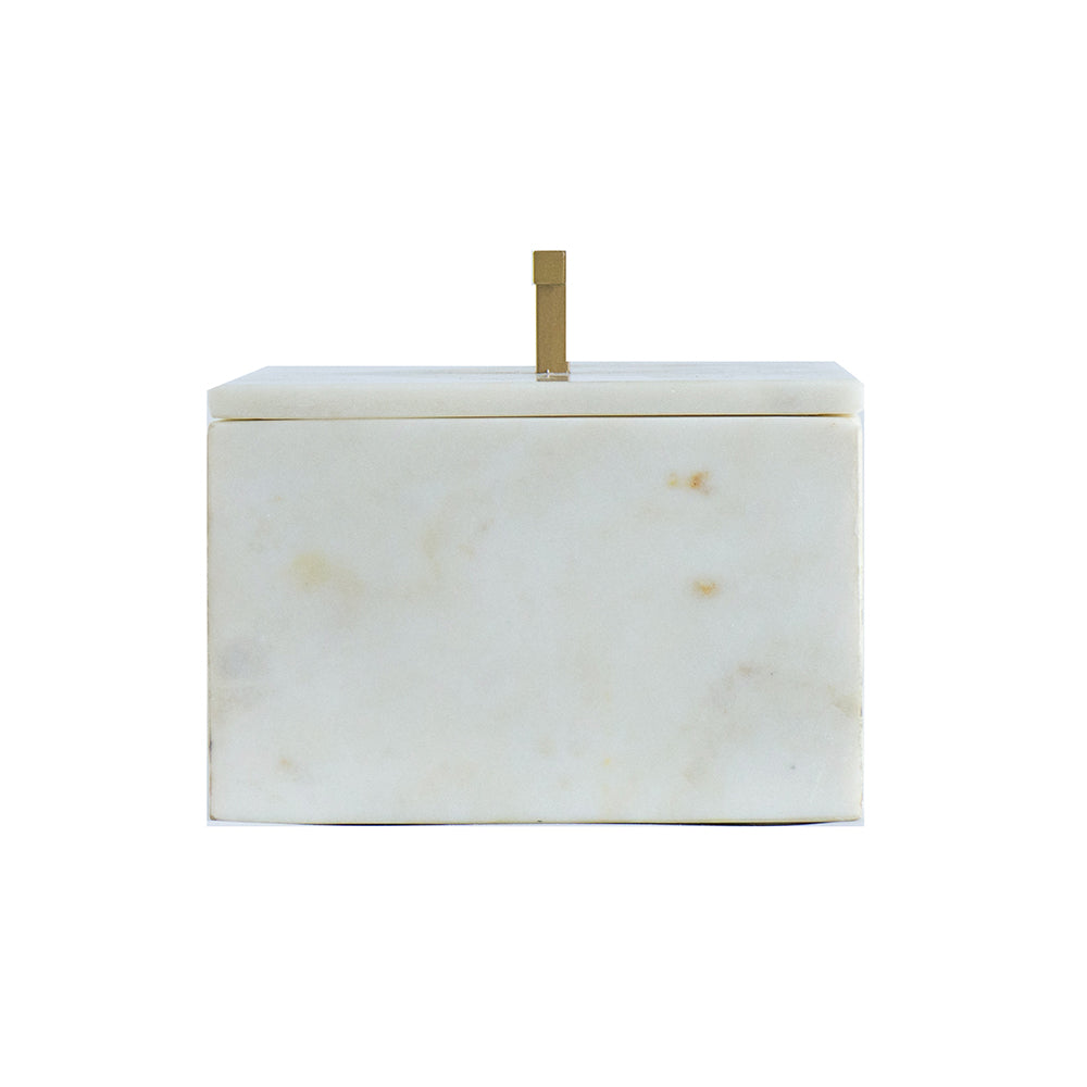 White Marble Box With Brass Handle
