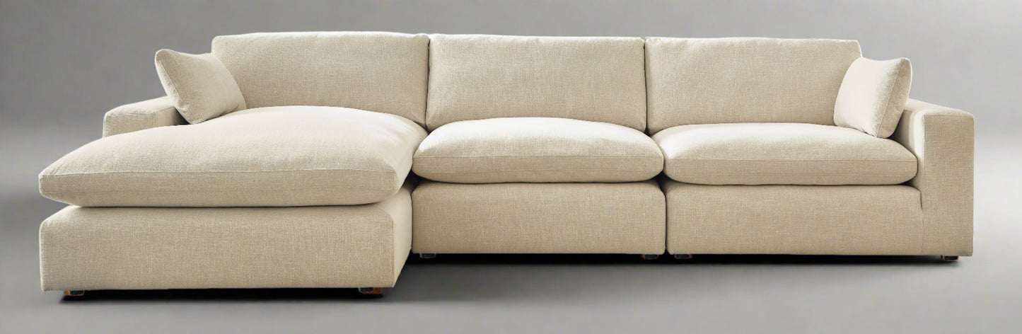 Linen- Hued 3-Piece Left Side Sectional with Chaise
