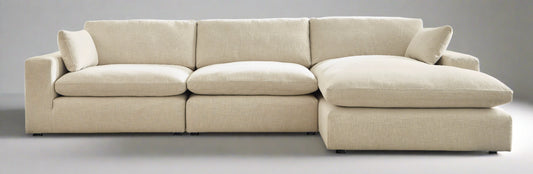 Linen- Hued 3-Piece Right Side Sectional with Chaise