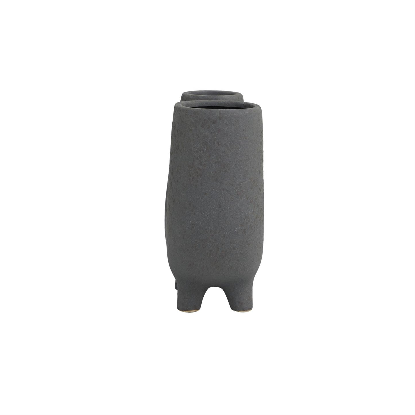 DARK GRAY CERAMIC ABSTRACT U-SHAPED VASE WITH SMALL FEET