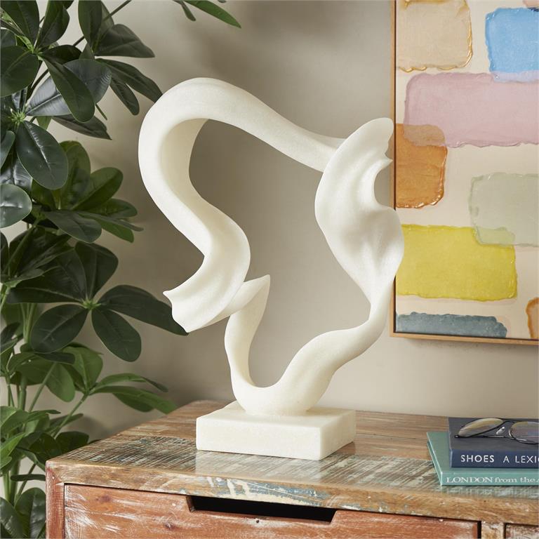 POLYSTONE ABSTRACT TWISTED WAVE SCULPTURE