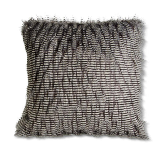 24 INCH SQUARE GRAY THREE TONE FAUX FUR PILLOW