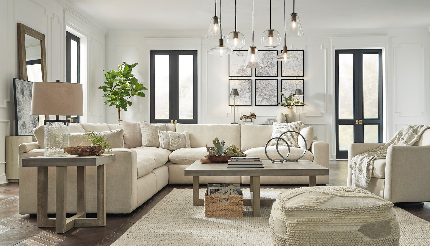 Linen- Hued 5-Piece Sectional