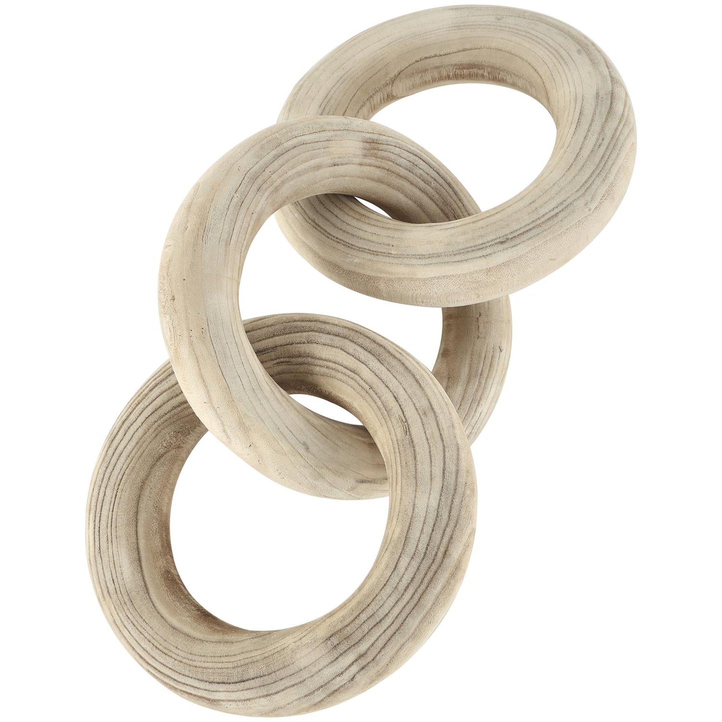 WOOD CHAIN 3 LINK SCULPTURE WITH NATURAL WOOD GRAIN