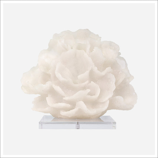 Tulum Coral White Quartz Sand Sculpture, 10"h