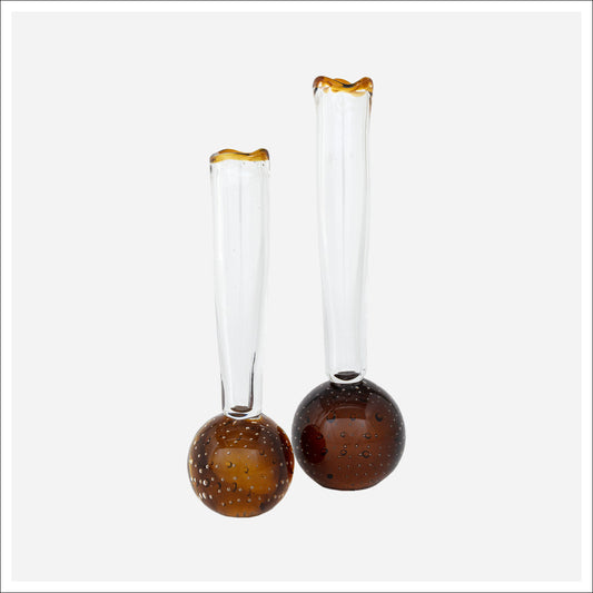 Jamsin Brown and Clear Art Glass Bud Vase