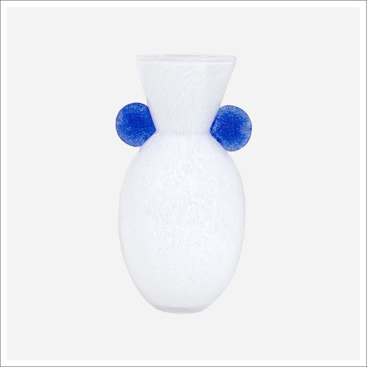 Alna White Art Glass Decorative Vase, 11.5"h