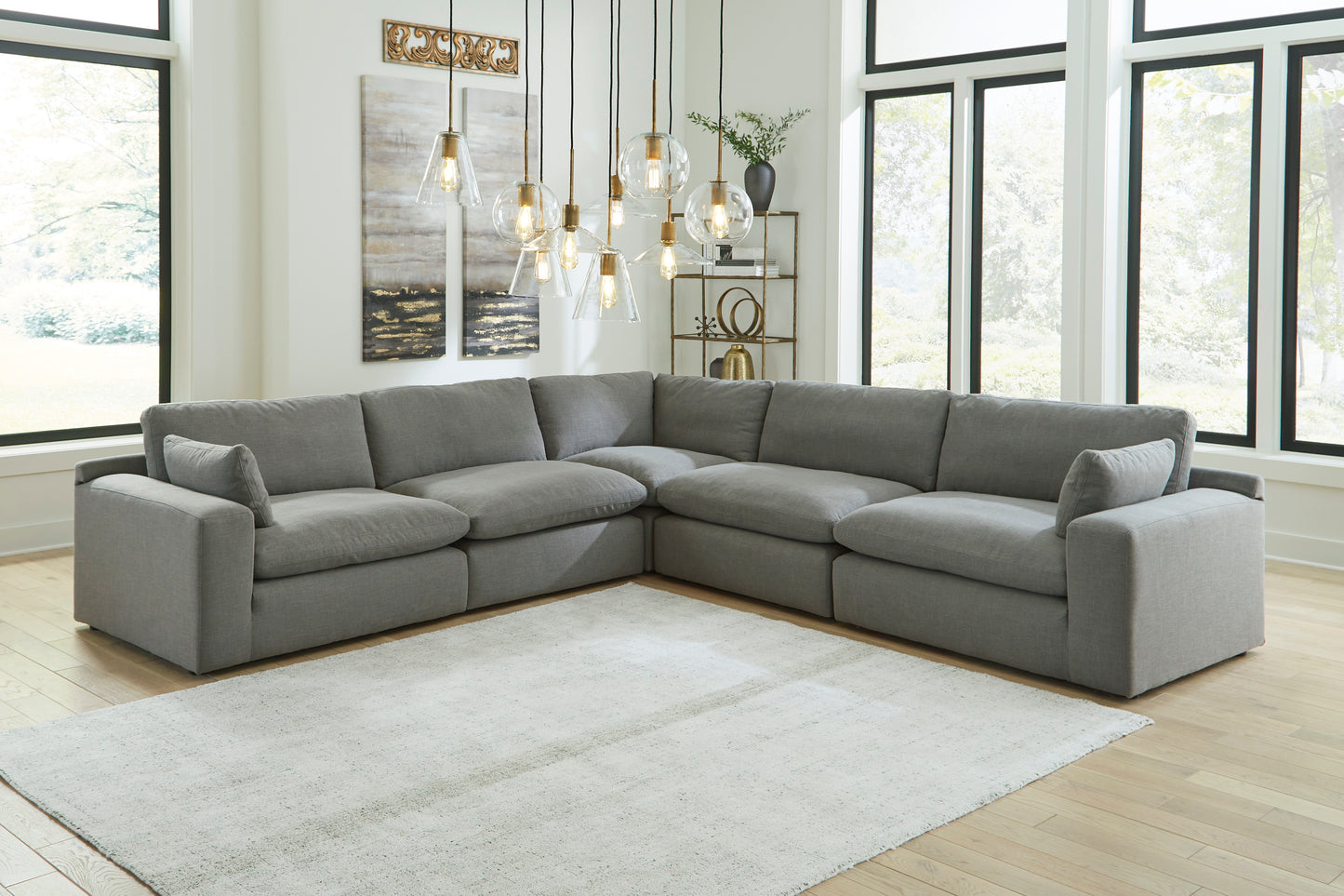 Linen- Hued 5-Piece Sectional