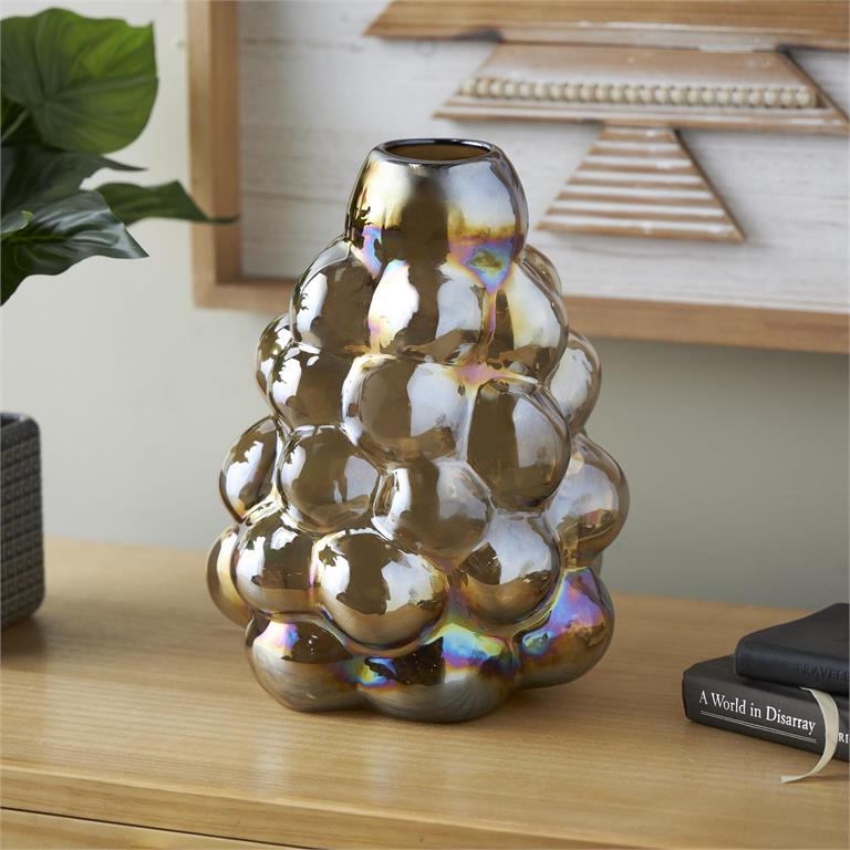 HANDMADE ABSTRACT IRIDESCENT BUBBLE VASE