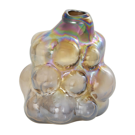 HANDMADE ABSTRACT IRIDESCENT BUBBLE VASE SMALL