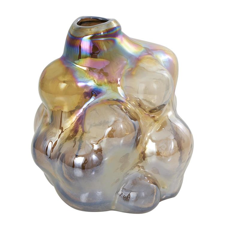 HANDMADE ABSTRACT IRIDESCENT BUBBLE VASE SMALL