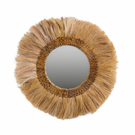 Natural Abaca Grass Round Wall Mirror