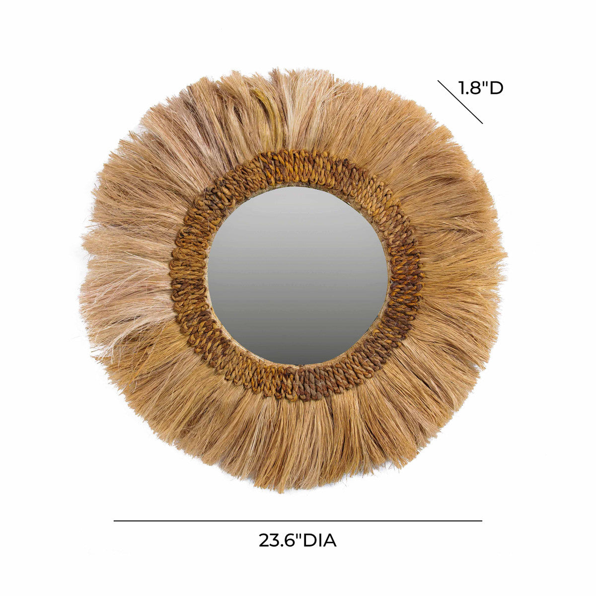 Natural Abaca Grass Round Wall Mirror