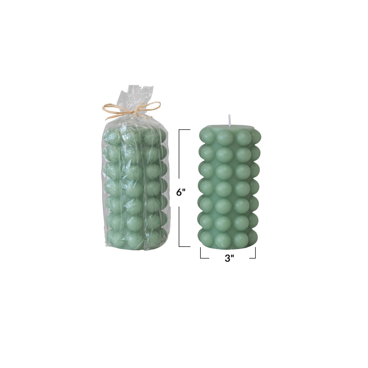 Unscented Hobnail Pillar Candle, Mint Color (Approximate Burn Time 50 Hours)