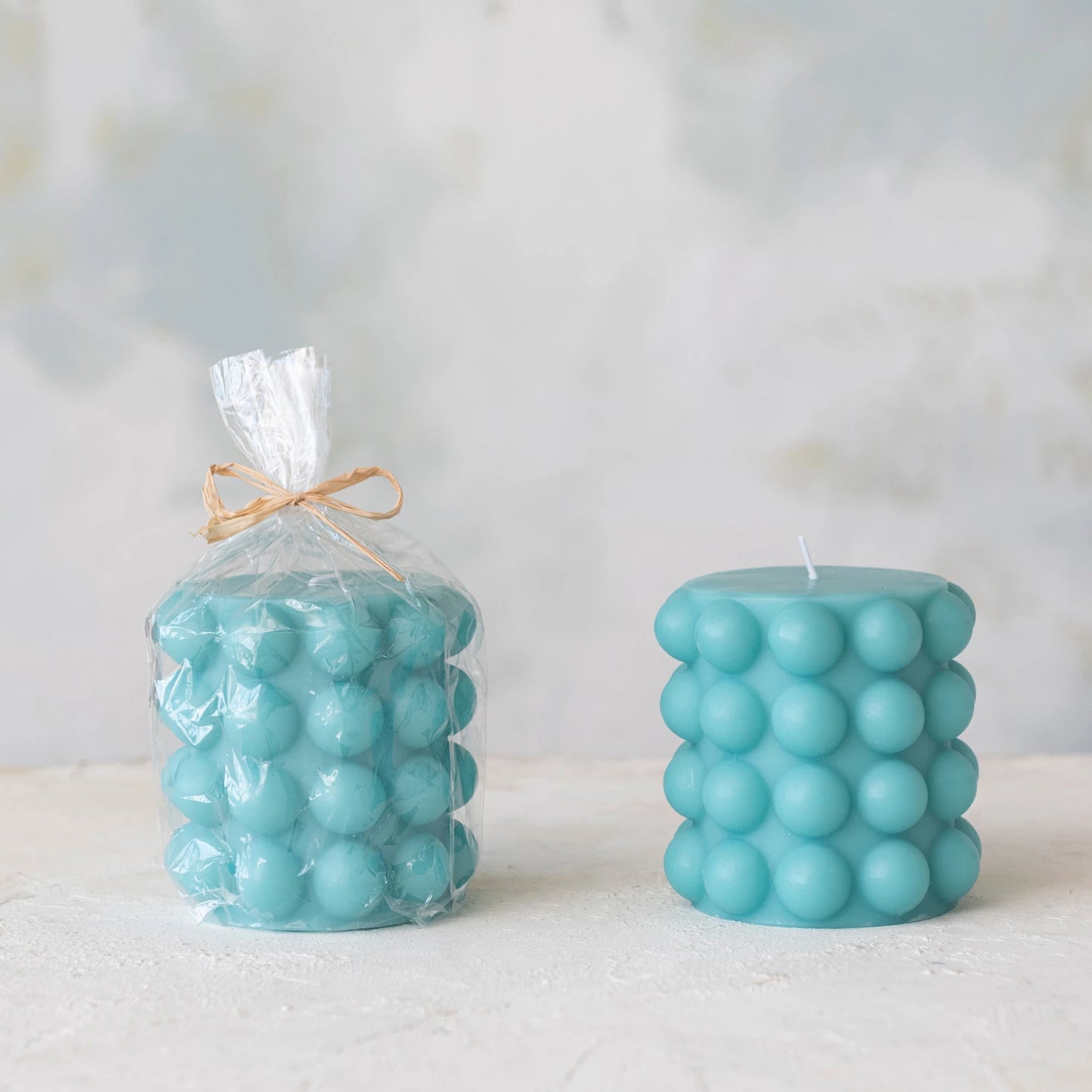 Unscented Hobnail Pillar Candle, Cyan (Approximate Burn Time 80 Hours)