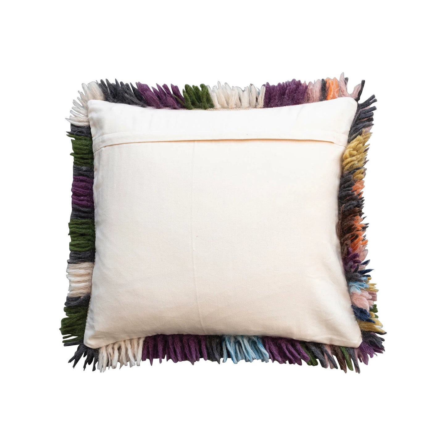 20" Square Woven Wool Shag Pillow