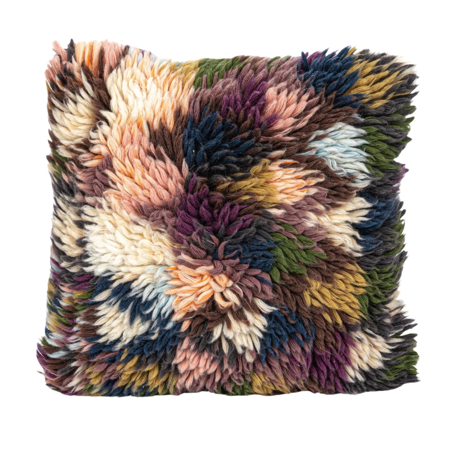 20" Square Woven Wool Shag Pillow