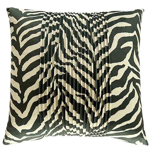 ZEBRA TAUPE VELVET TUX PLEAT PILLOW