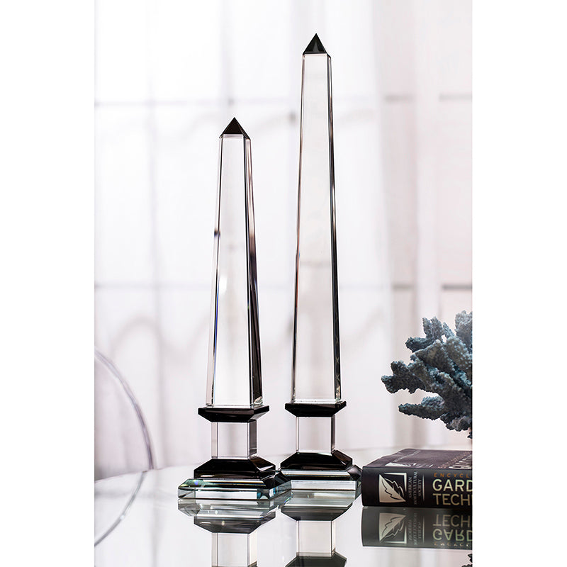 Glass Obelisk With Black Base