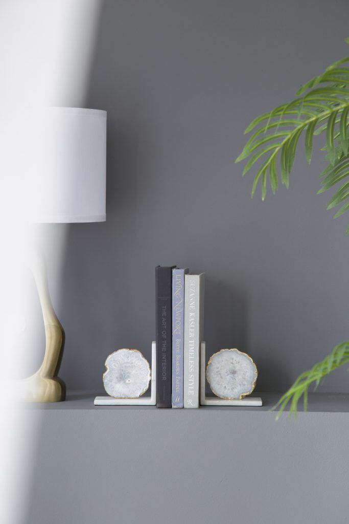 Polished White Agate and Marble Bookends