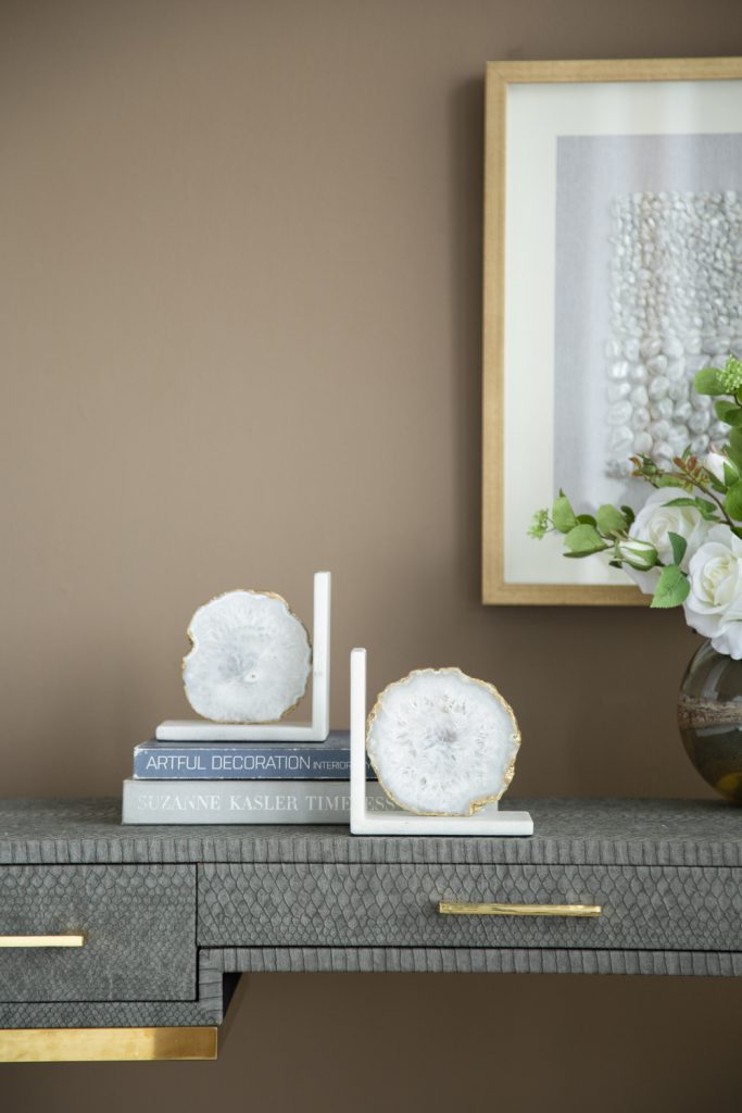 Polished White Agate and Marble Bookends