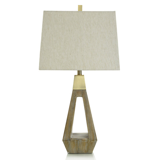 Faux Wood Brushed Polyresin Body Lamp