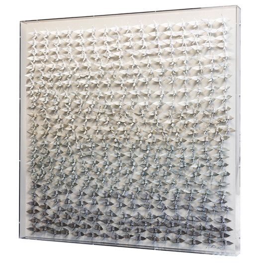 Ombre Gray Origami Paper Cranes | 3.5 inch Acrylic Box