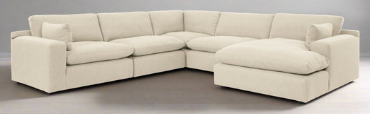 Linen- Hued 5-Piece Sectional with Chaise