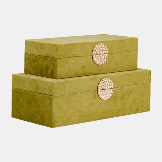 Box W/ Medallion, Olive/gold