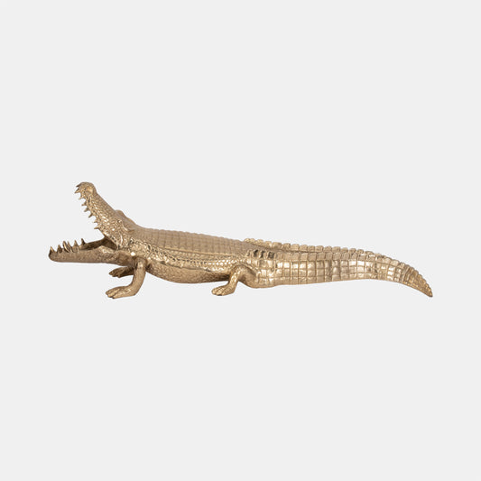 36" Metal Alligator Tabletop Decor, Gold