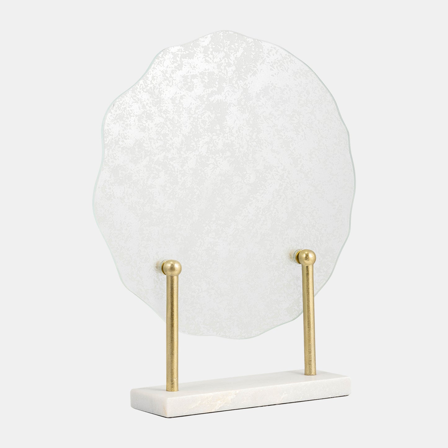 21" speckled Glass Disc on Marble Stand