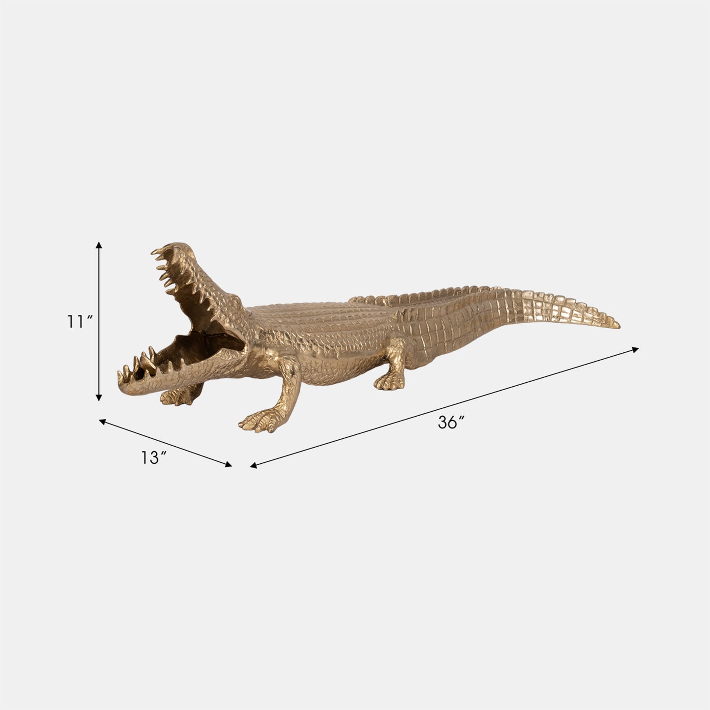 36" Metal Alligator Tabletop Decor, Gold