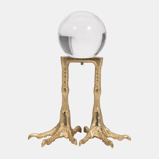 Metal, 8" Bird Feet Holding Acrylic Ball