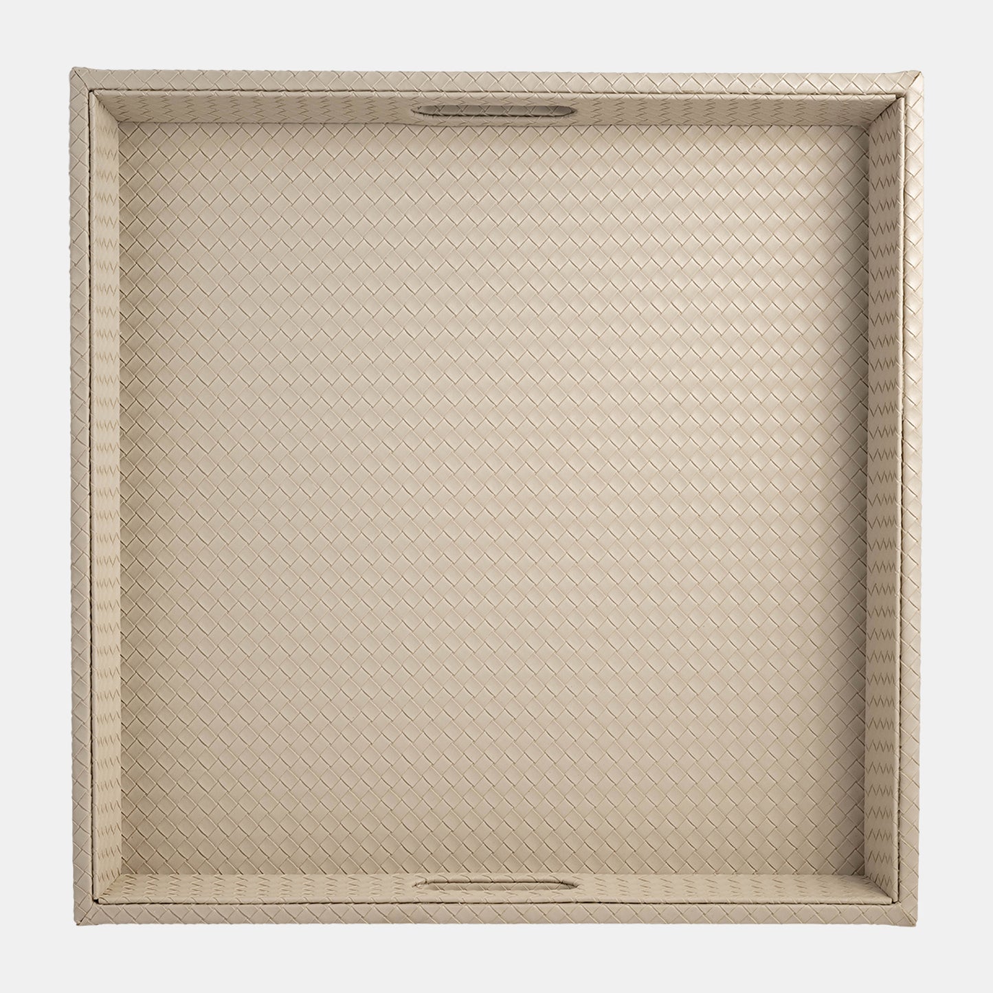 Leather/wood Diamond weave Trays, Tan